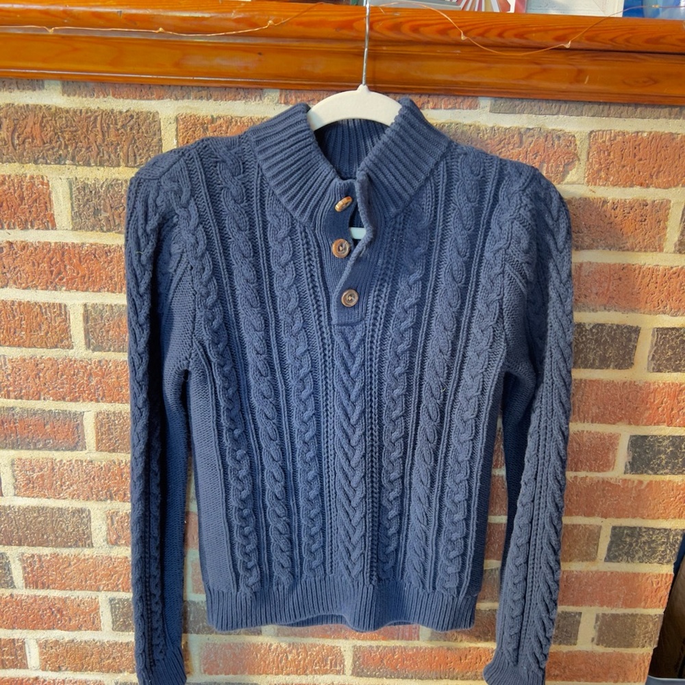 New Gap Boys Navy Cable Knit Sweater large size 12